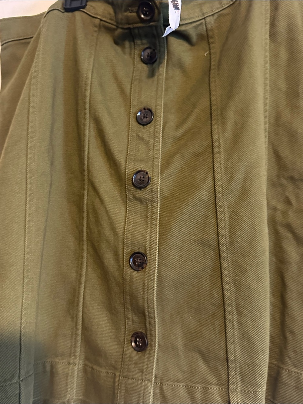 Olive Green Button-Front Skirt - Picture 3 of 5